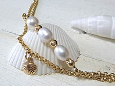 ＊pearl+shell＊ anklet series#04 淡水パール
